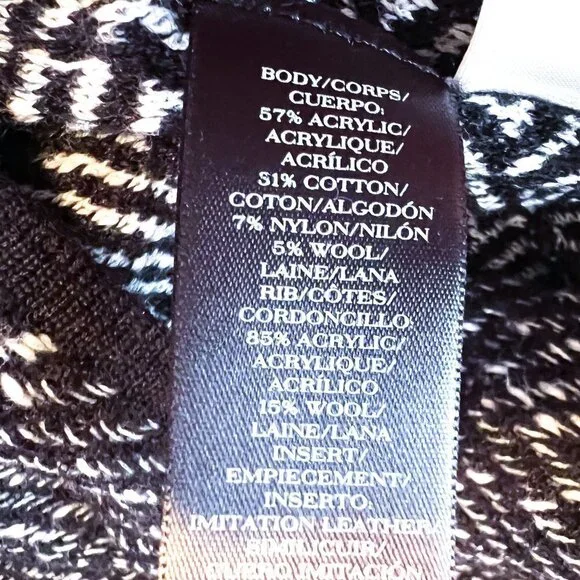 Ann Taylor Chevron Fit & Flare Knit Sweater Dress Short Black White Extra Small - Picture 10 of 10